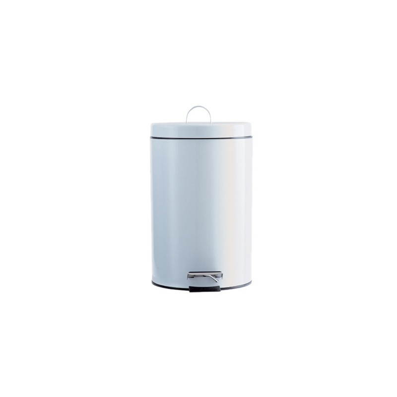 POUBELLE MÉTAL 12 L À PÉDALE BLANCHE